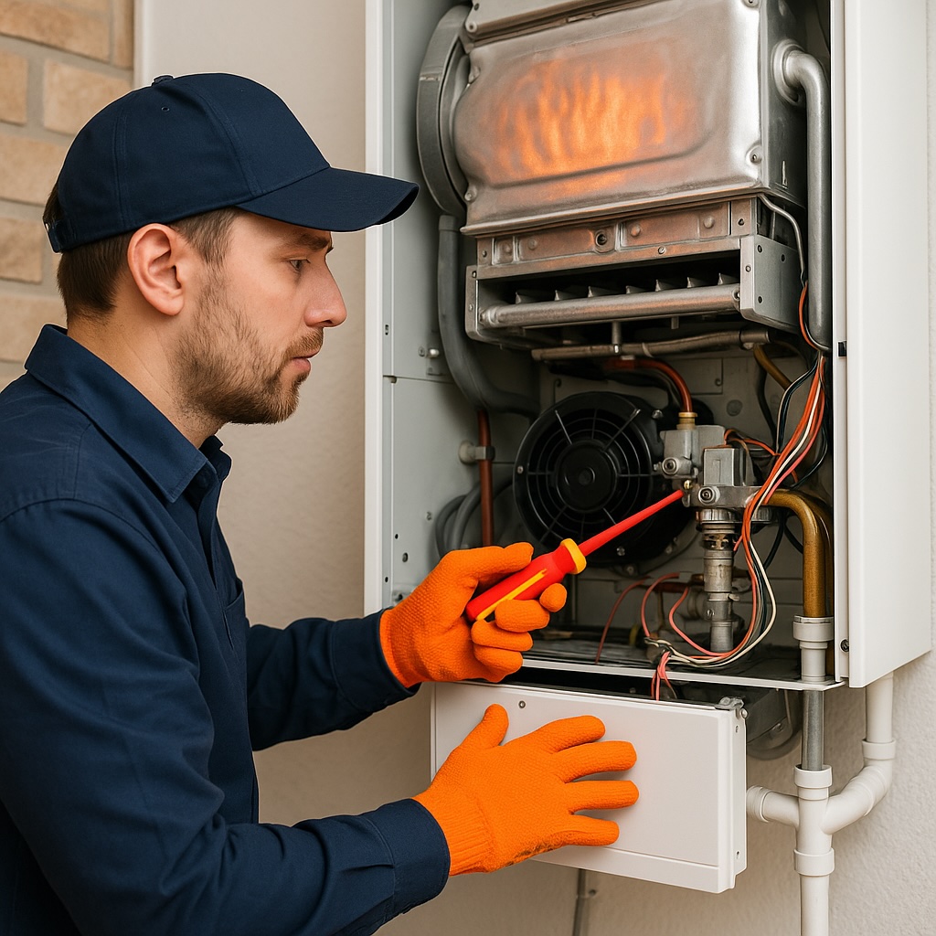 working on furnace